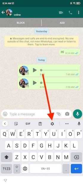 Open WhatsApp's keyboard settings