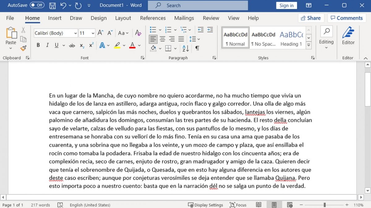 Open the Word document containing the text you want to translate