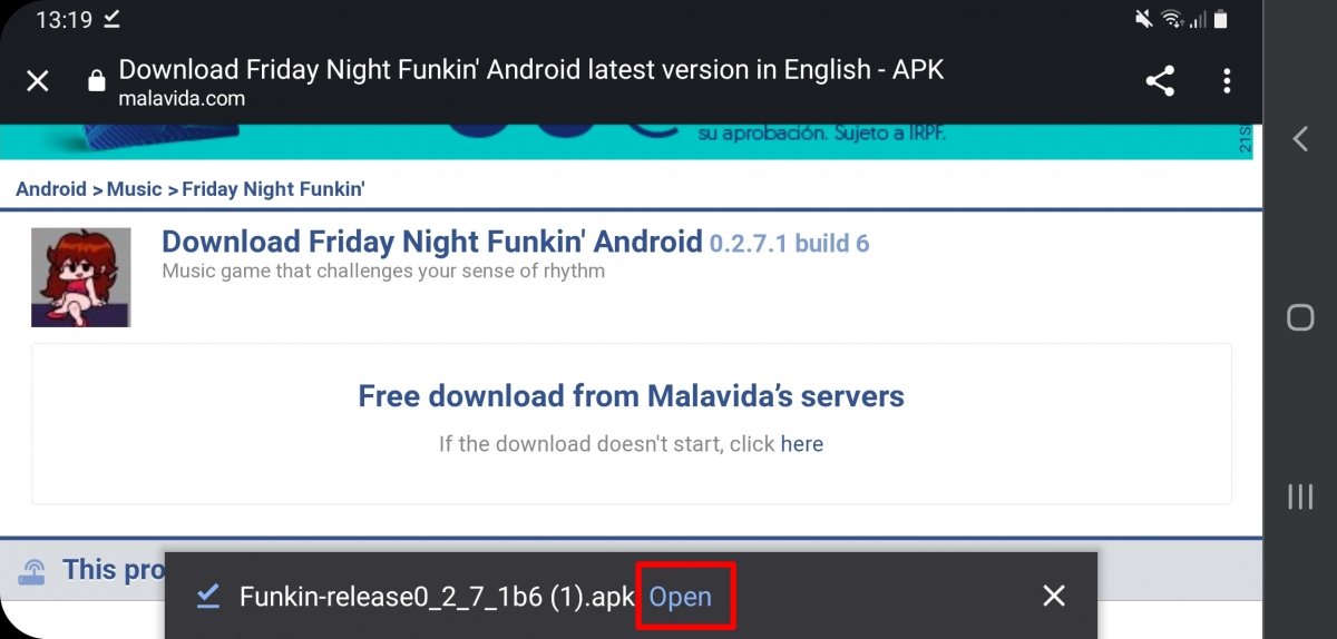 Tap Open to open the APK