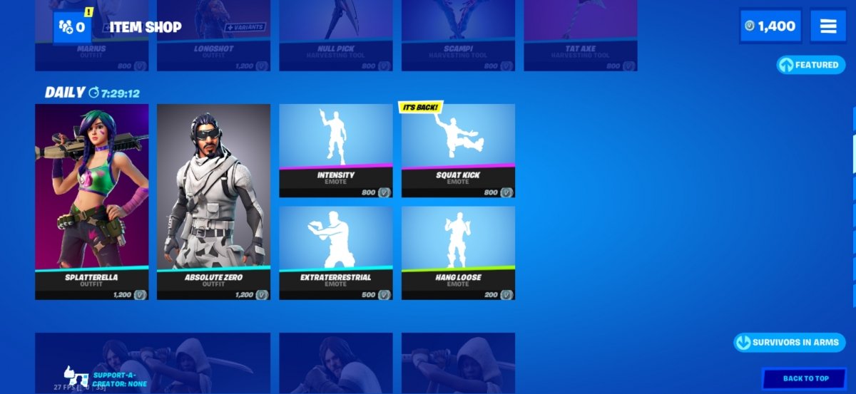 Various add-ons in the Fortnite Store