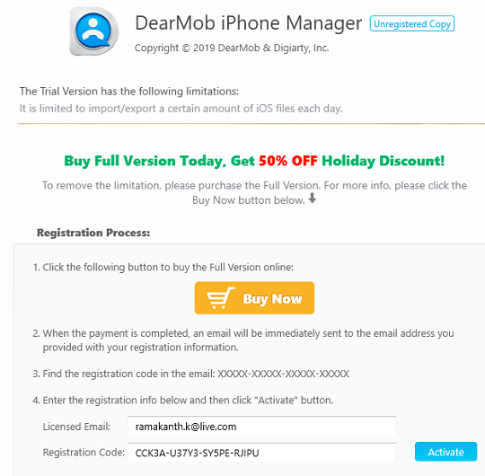 DearMob iPhone Manager registration code