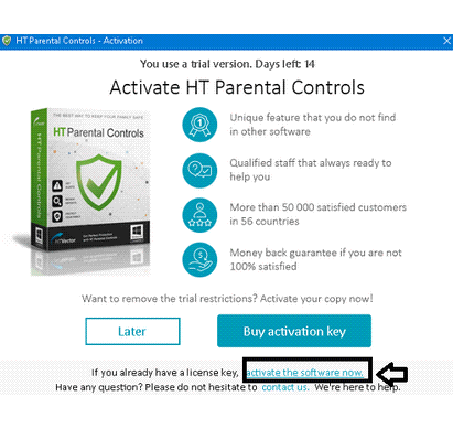 HT Parental Controls license code