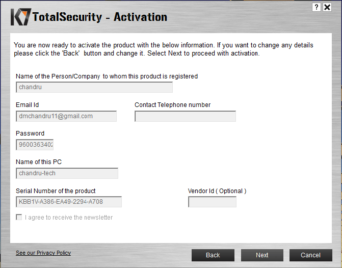 K7 Total Security Activation Key 2022 Working Serial Code