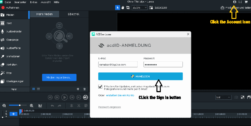 ACDSee Luxea Video Editor UI