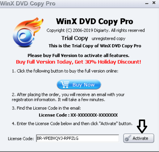 WinX DVD Copy Pro license code